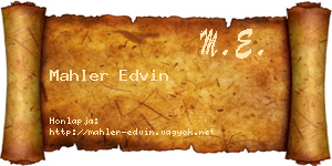 Mahler Edvin névjegykártya